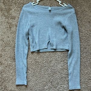 pacsun la hearts grey waffle knit crop top in size M